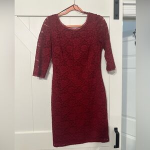 Eliza J Red Lace Sheath Cocktail Dress